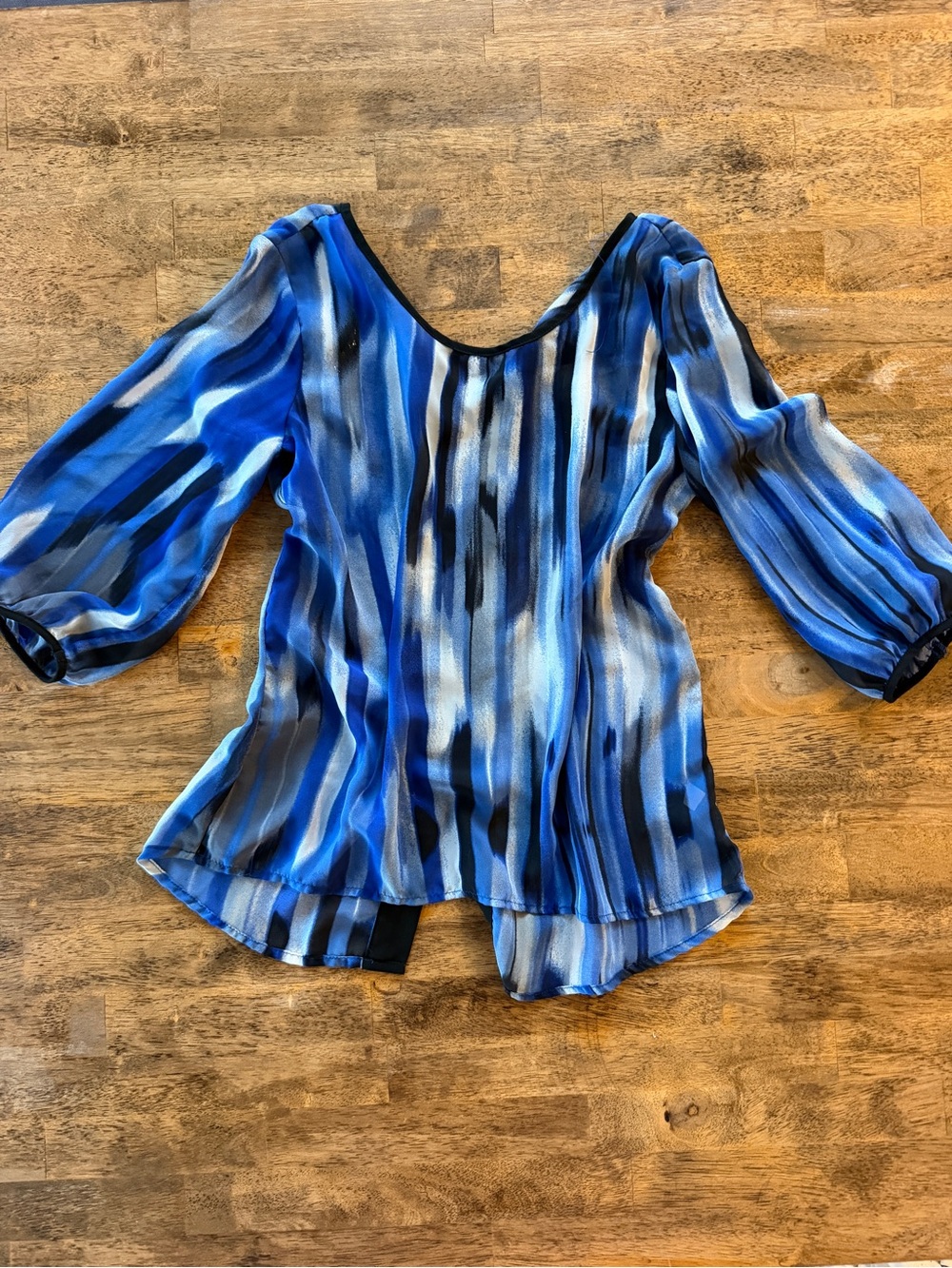 Blue Striped Sheer Women’s Blouse